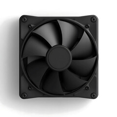 Black computer cpu cooler fan isolated on white background