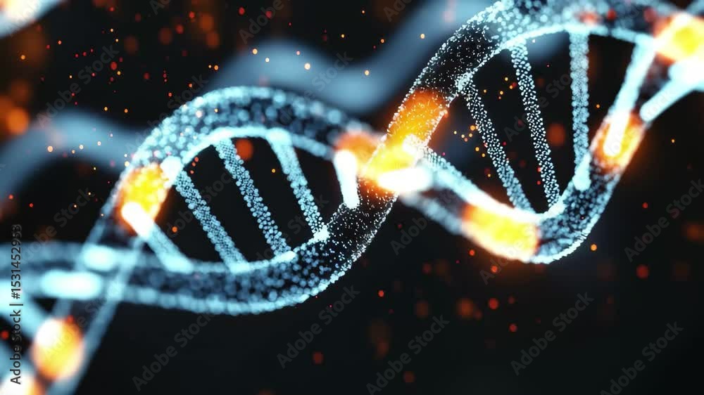 Leinwandbilder Network of connections visualizing data processing through DNA strands and sparkling particles, network of connections and data processing over globe