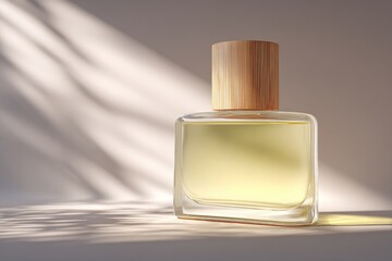 Light-filled,  clear bottle with wooden top