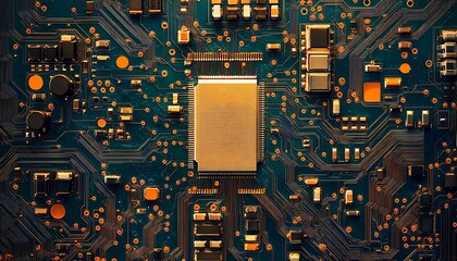 Electronic circuit board close-up. Technology and electronics background.