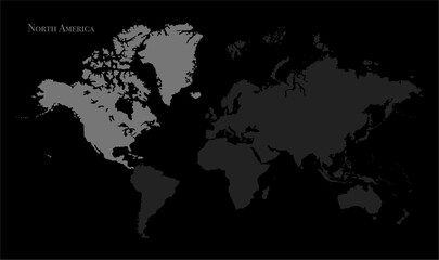 North America outline in global map-13, Map of North America, highlighted on the world map, North America on the world map, Satellite view, North America's location on the globe.