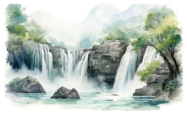 Naklejka premium PNG Waterfall landscape outdoors nature.