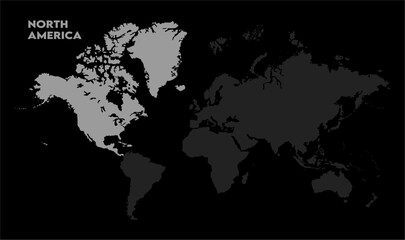 North America outline in global map-15, Map of North America, highlighted on the world map, North America on the world map, Satellite view, North America's location on the globe.