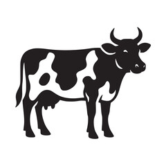 Black Silhouette of a Cow – Vector Illustration and Design