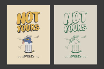 retro 30s cartoon poster with a grumpy cat, vector illustration