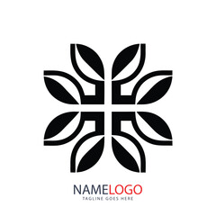 Abstract floral vector logo design featuring a green leaf and star elements, perfect for nature-inspired business branding or decorative illustration