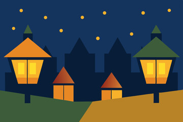 Obraz premium house in the night vector