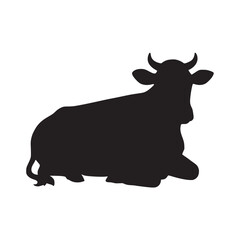 Black Silhouette of a Cow – Vector Illustration and Design