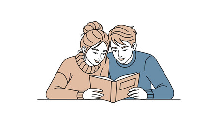 Couple Reading Together: A close-up, warm portrayal of a couple, absorbed in the shared experience of reading. The scene evokes feelings of closeness and connection.