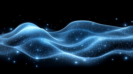 Abstract blue waves on black background