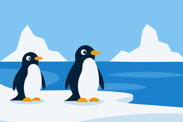 Obraz premium two penguins on the snow