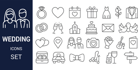 Elegant Wedding Icon Set  Perfect for Invitations, Websites & More