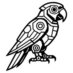 Obraz premium Abstract Black and White Stylized Geometric Parrot Vector Art