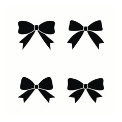Black silhouette bow icon set simple design