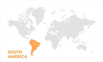 South America in world map-10, Map of South America, highlighted on the world map, South America on the world map, Satellite view, South America's location on the globe.