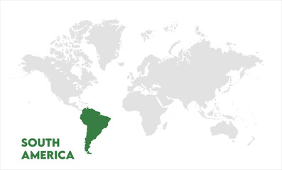 South America in world map-12, Map of South America, highlighted on the world map, South America on the world map, Satellite view, South America's location on the globe.