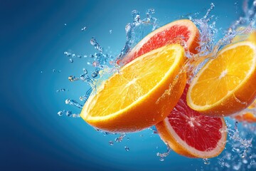 Citrus slices in water splash