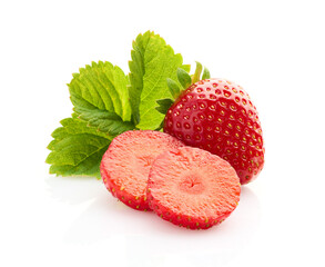 Strawberry with slices in closeup