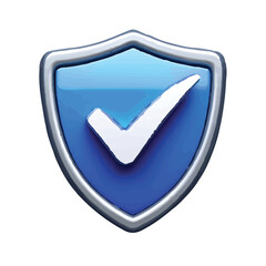 Secure Shield 3D Checkmark Icon Graphic
