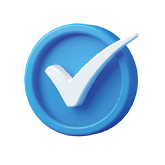 3D Render of a Blue Checkmark Icon Approval, Confirmation, and Success Symbol