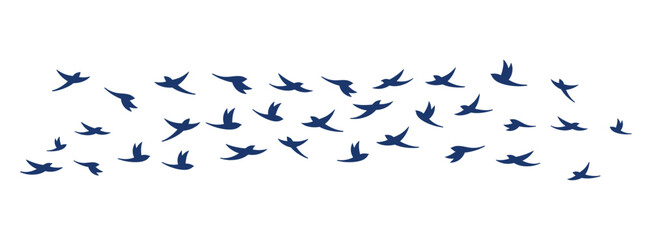 Qixi Festival magpie bridge, flying birds silhouettes illustration, isolated vector. Hand drawn flat style design. Traditional Chinese holiday clip art element. China Valentines Day