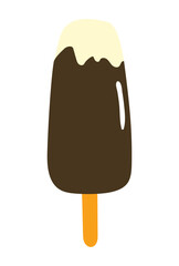 Ice cream bar with yellow coating hand drawn illustration, isolated vector. Flat style design. Summer clip art, seasonal element, print. Frozen food, dessert, sweet treat, beach activity, party