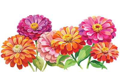 Colorful Zinnia Flower Vector Illustration - Vibrant Summer Garden Blooms