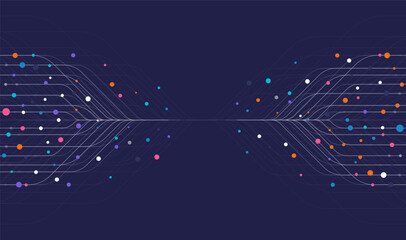 Ai technology. Concept of artificial intelligence. Dots lines. Digital, communication, science, networks