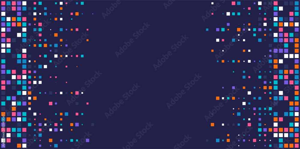 Poster digital technology background. digital data square blue pattern pixel background