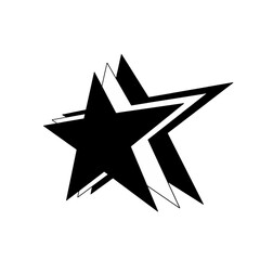 Abstract Black and White Star Design Simple Geometric Star Illustration