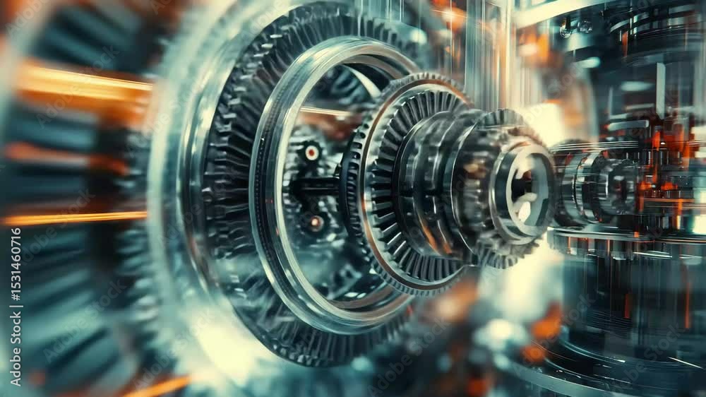 Poster exploration of intricate gears and mechanisms in a high-tech environment, technological background o