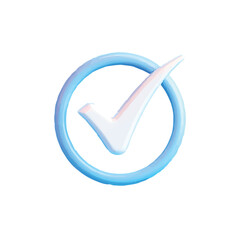 3D Render of a Check Mark Icon in Pastel Blue