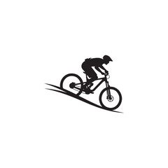 Obraz premium silhouette of a man riding a bike logo vector