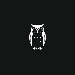 clean, minimalist white outline of an owl, symbolizing wisdom and knowledge, set against a dark, plain background.