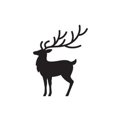 Deer animal reindeer silhouette vector illustration with majestic antlers, perfect for wild nature and Christmas art