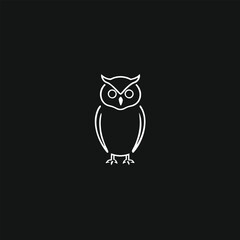 clean, minimalist white outline of an owl, symbolizing wisdom and knowledge, set against a dark, plain background.