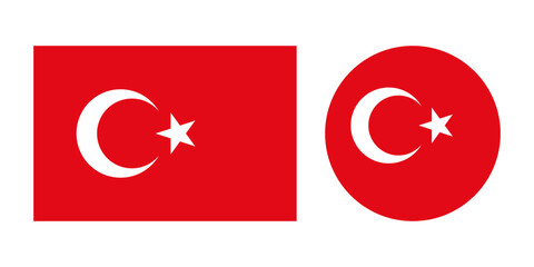 Turkey flag original. Round Turkey flag. Vector