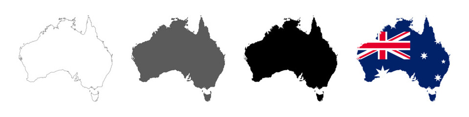 Australia map set. Australia vector map logo, symbol