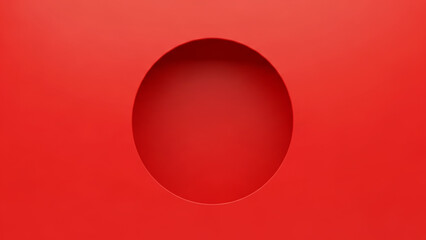 Minimalistic Red Circle Graphic on Solid Red Background