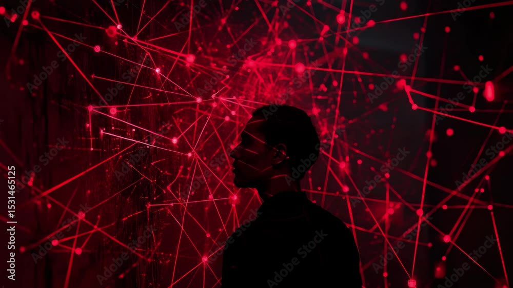 Poster scanning network connections using light projections to visualize connectivity in a digital landscap