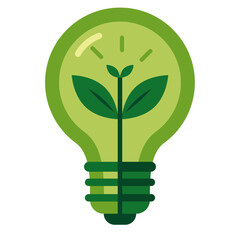 Green light bulb with plant inside symbolizing eco energy innovation and sustainable growth