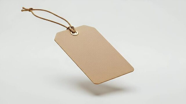 Isolated Blank Brown Paper Tag with String on White Background Shopping Promotion Material for Adobe Stock Photo