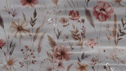 Seamless vector pattern illustration of delicate pink flowers and leaves in the snow, evoking a beautiful spring blossom design - Powered by Adobe