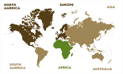 Fototapeta premium Physical map-04, modern world map graphic, Countries Silhouettes Stock Illustrations, Vectors