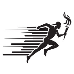 Running man and woman silhouette vector illustration with people engaged in sport, jump, and fitness action