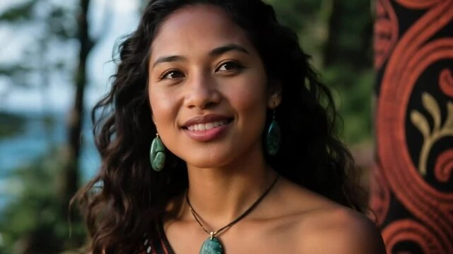 Joven mujer de etnia Maorí 