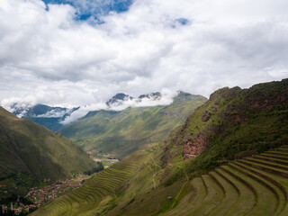 Naklejka premium Pisac is an Archaeological Complex, one of the Most Important and Visited in the Sacred Valley of the Incas, in Cusco, Peru
