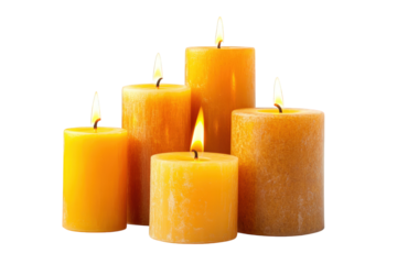 Group of candles isolated on transparent background
