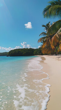 tranquil Caribbean shoreline with crystal clear waters