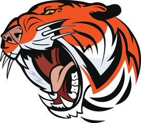 Dynamic Aggressive Tiger Icons – Colored Hand-Drawn Sketch